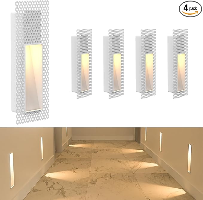 4 Pack Trimless Recessed Step Lights, 2W 3000K Warm White Wall Light, Indoor by Hengsense
