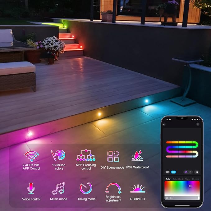 Sumaote LED Deck Lights Kit, IP67 Waterproof 12V Step Lights Outdoor - Image 9
