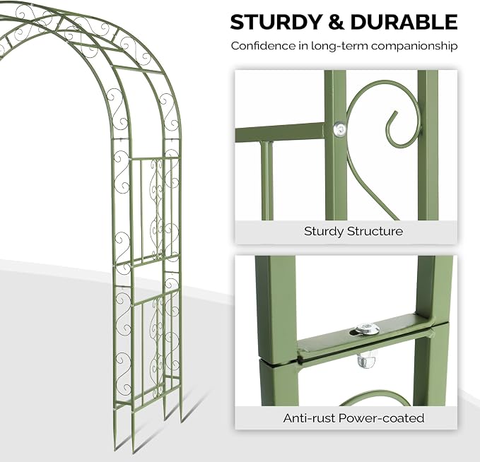 Outvita Garden Arch Arbor, Heavy Duty Metal Arbour Archway, Decorative Frame - Image 8