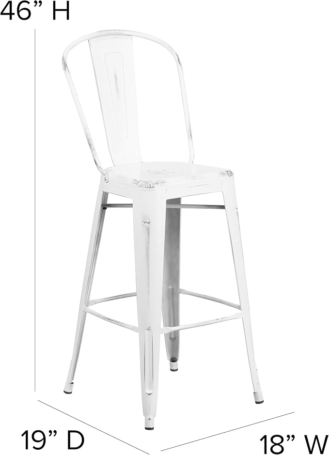 EMMA + OLIVER Commercial Grade 30" H Distressed White Metal Indoor-Outdoor - Image 2