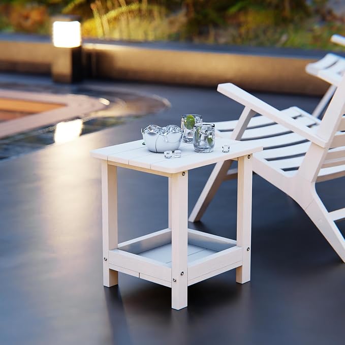 Outdoor Side Table with 2 Layers Storage Small Adirondack Square Side Tables - Image 2