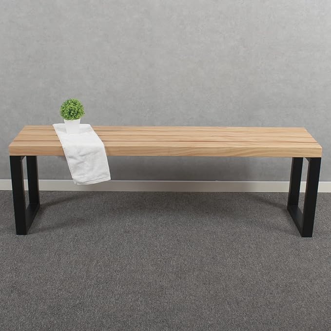 MBQQ Outdoor Soild Wood Bench, 55 inch Patio Picnic Bench, Oil Finished - Image 3