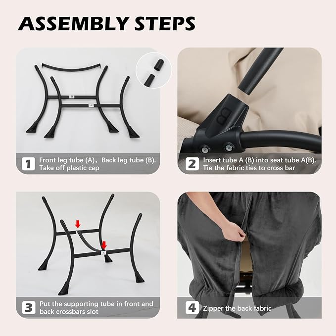 Lazy Chair with Folding Ottoman, Leisure Sofa Chair, Soft Fabric Armchair with - Image 6