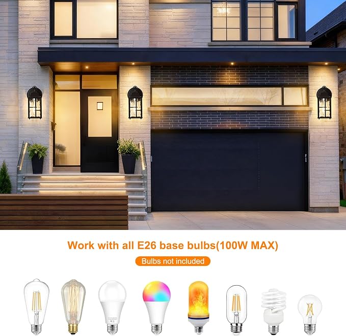 OKELI 2-Pack Dusk to Dawn Outdoor Wall Lights, Weatherproof Exterior Lighting - Image 5