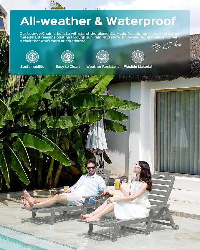 Outdoor Chaise Lounge Chair Set of 2, Patio Lounge Chairs - Image 8