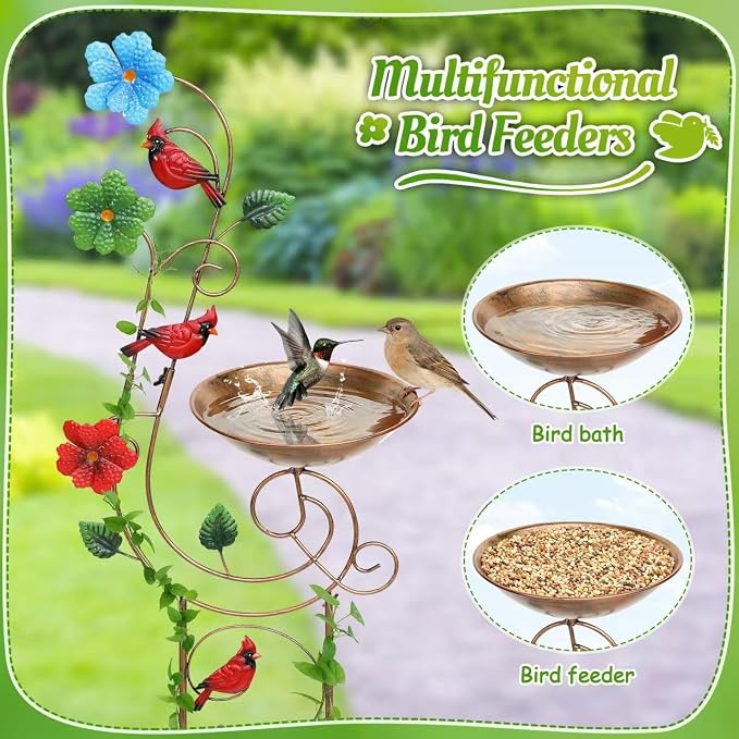 Bird Baths with Trellis for Climbing Plants Outdoor, Small Garden Plant Trellis - Image 2