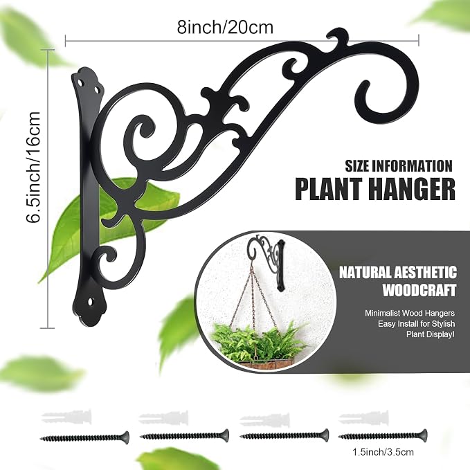 Hanging Planter Hooks 8-Inch 2 Pcs, Outdoor Hanging Brackets Wall Hook Heavy - Image 3