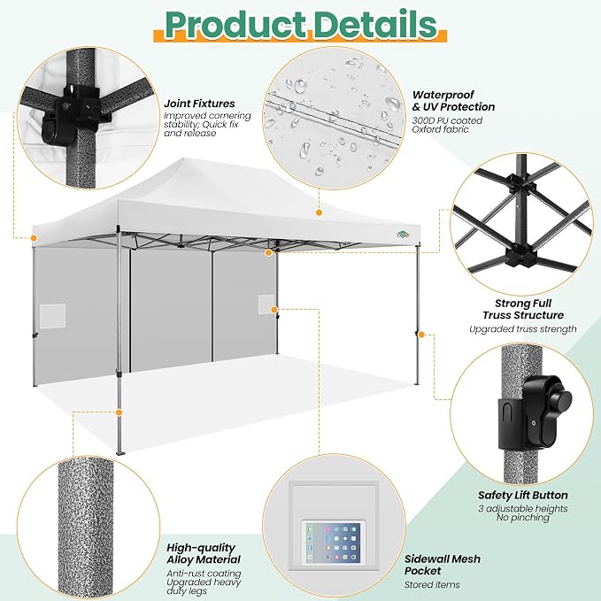 COBIZI 10x15 Pop up Canopy Gazebo 3.0, Easy up Heavy Duty Canopy - Image 2