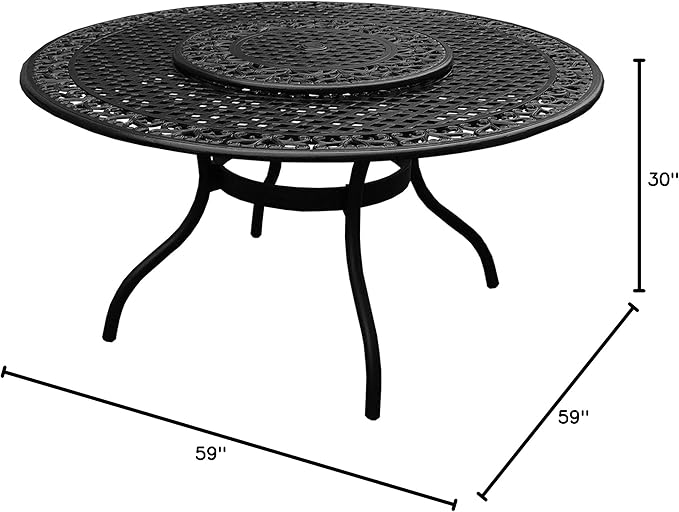 Oakland Living Ornate Outdoor Mesh Aluminum 59-in Black Large Round Patio - Image 2