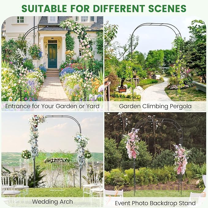 LDAILY Moccha Garden Arch Arbor Trellis, Spiral Rods Design, Outdoor Archway - Image 7