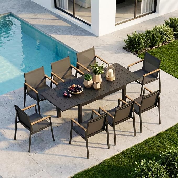 Expandable Outdoor Patio Dining Table Set by Oasbira