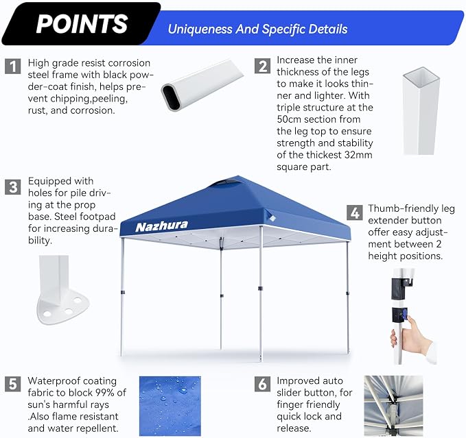 Nazhura 10' x 10' Pop Up Canopy Tent - Image 5