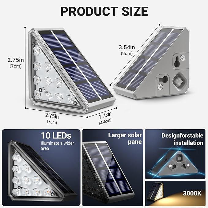 NIORSUN Solar Stair Lights Outdoor Waterproof IP67, 6 Pack Solar Step Lights - Image 2