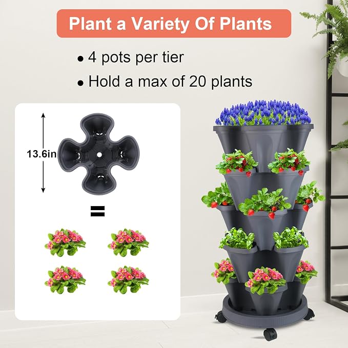 DUNCHATY Stackable Planter, Vertical Garden Planter - Image 3