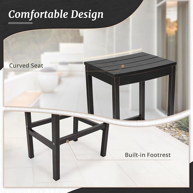 Outdoor Bar Height Table and Chairs Set, 3 Piece Black Top and Bronze Leg Patio - Image 5