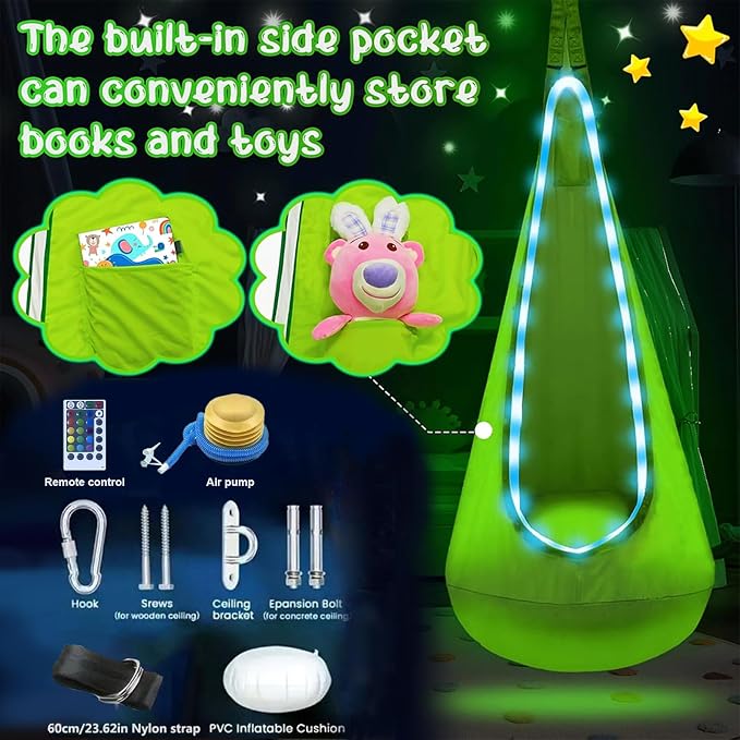 Light Up Swing Chair Hammock Chair Indoor Outdoor - Image 2