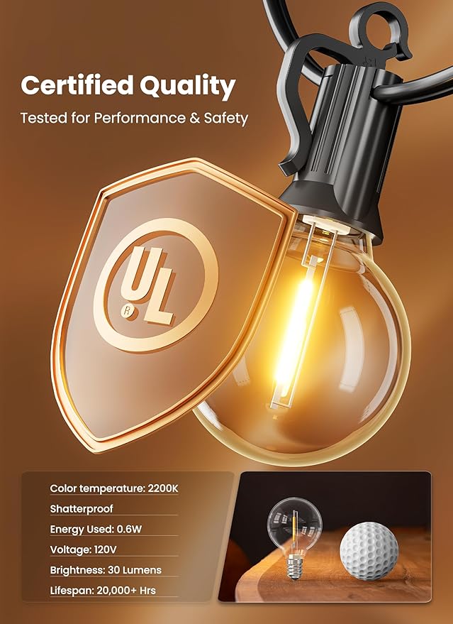 Brightown LED Outdoor String Light, 109 Feet Patio Lights - Image 7