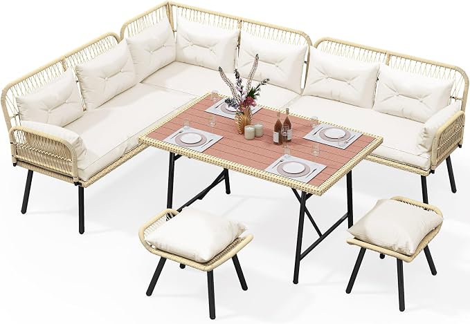 YITAHOME Patio Wicker L-Shaped Furniture Set, All-Weather Rattan Outdoor - Image 9