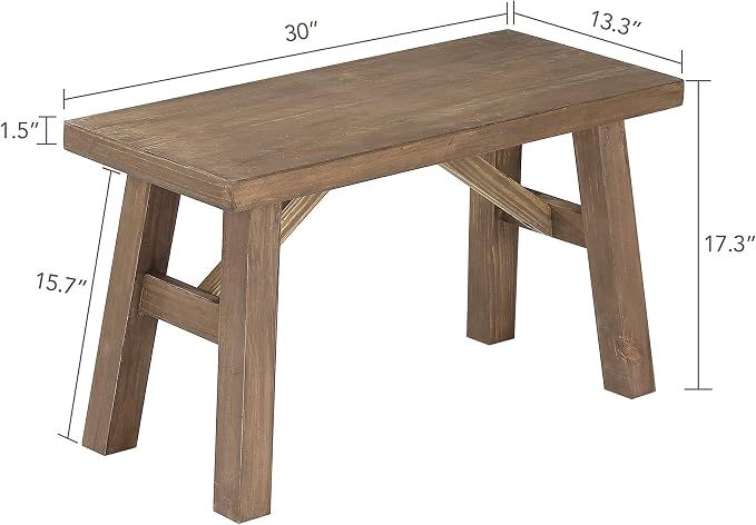 Wnutrees Sawmill Wood Bench, Rustic Entry Way Benches Seat, Solid Wood - Image 2