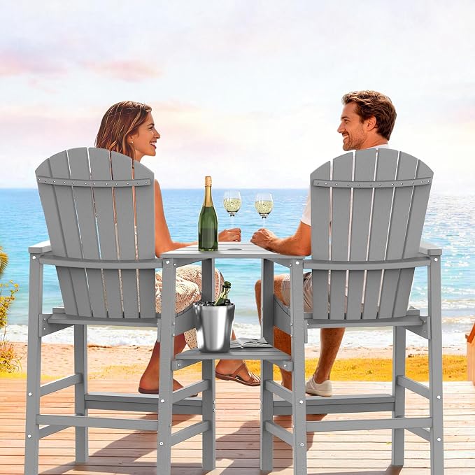 VINGLI Tall Adirondack Chairs Set of 2, All Weather HDPE Bar Height Adirondack - Image 6
