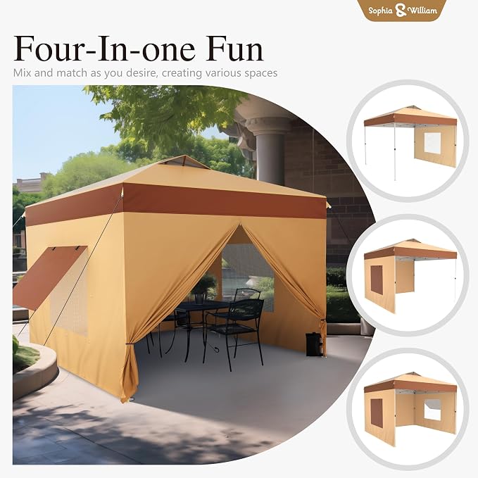 Sophia & William Canopy Tent Pop Up 10x10 ft One Person Push Set Up Canopies - Image 4