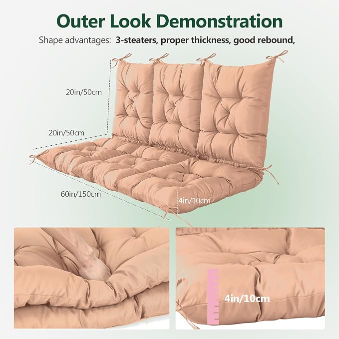 3 Seater Porch Swing Cushion, Thick Cushion - Image 2