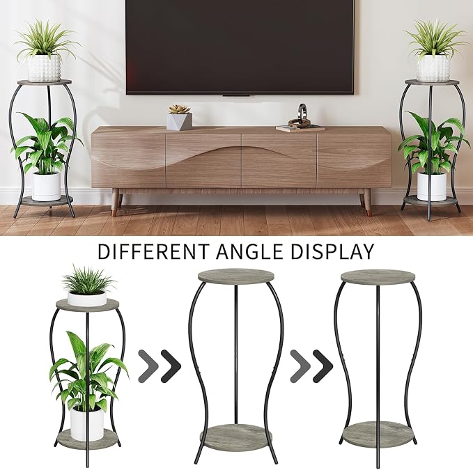 Plant Stand Indoor, 2 Tier Round Tall Plant Stand, Flower Pot Stand, Plant - Image 7
