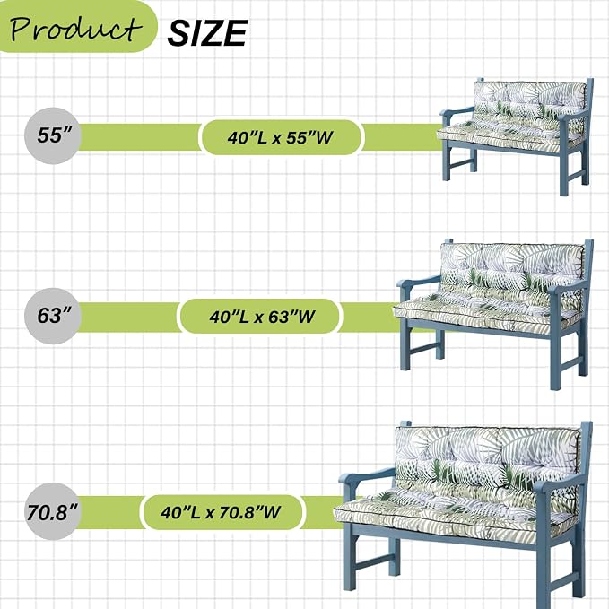 Waterproof Porch Swing Cushion Replacement, Thick 4" 2–3 Seat Outdoor Swing - Image 7