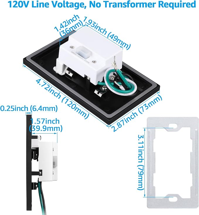 LEONLITE Black 5CCT 120V LED Step Lights, 3.5W 150LM 5%-100% Dimmable - Image 5