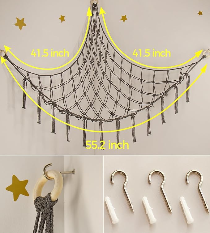 Stuffed Animals Hammock Net Corner-Hanging Stuff Animal Toy Storage Organizer - Image 4