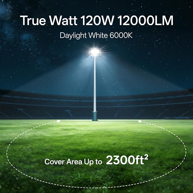 USTELLAR 120W LED Flood Lights Outdoor Hardwired 2Pack Bright 120W Equiv. - Image 2