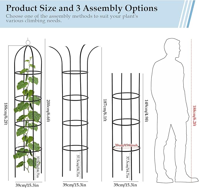 100% Metal 6.6ft Obelisk Trellis - Image 3