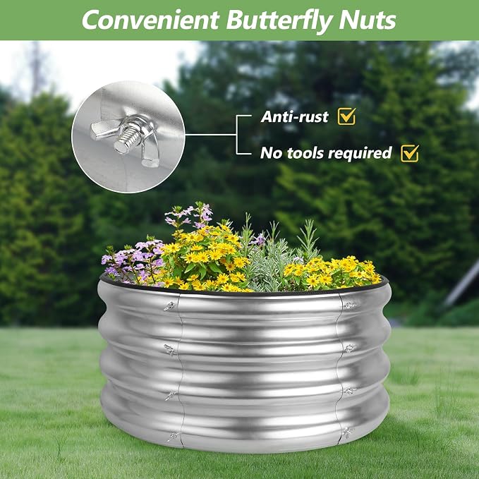 2x2x1ft Round Galvanized Raised Garden Bed Kits, Raised Garden Bed Metal - Image 6