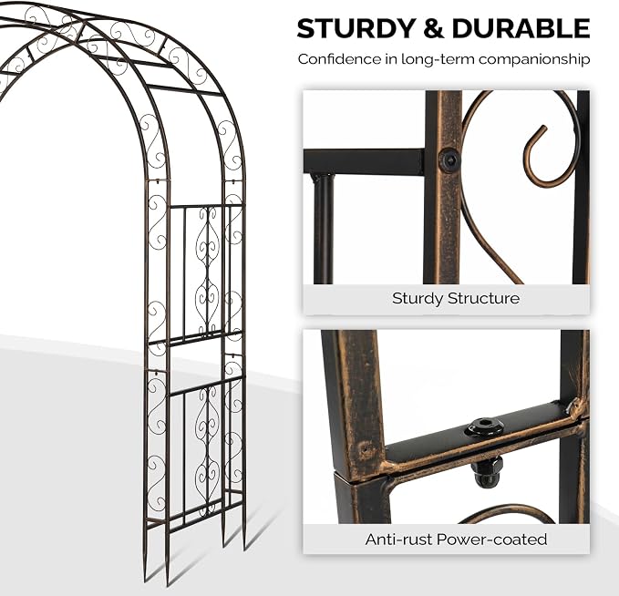 Outvita Garden Arch Arbor, Heavy Duty Metal Arbour Archway, Decorative Frame - Image 8