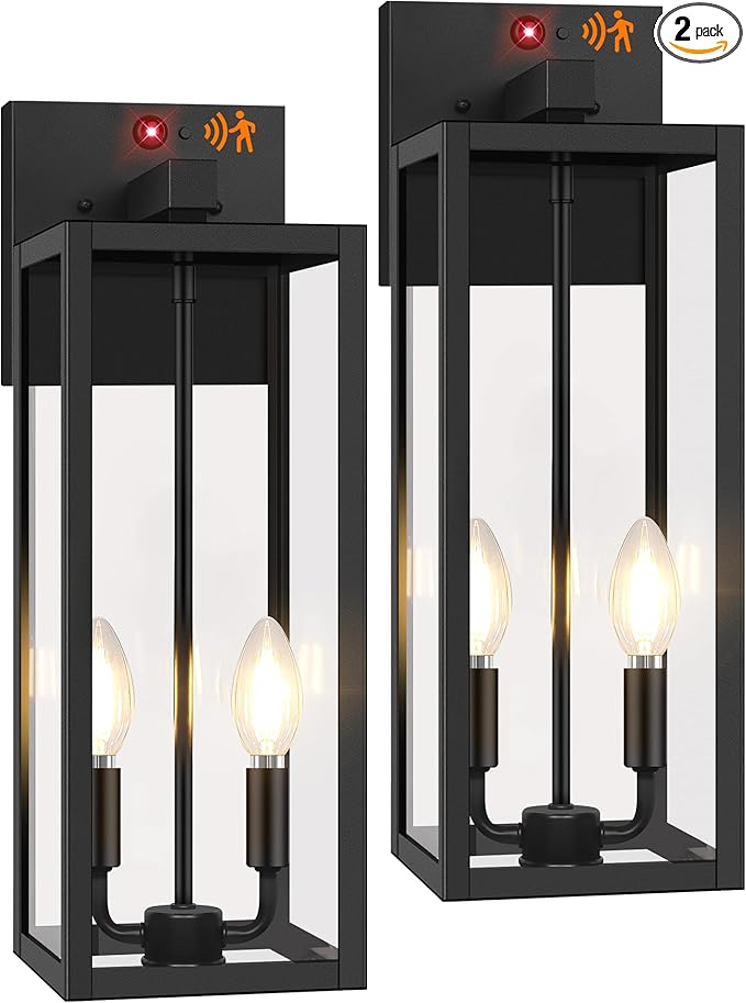 2-Pack Upgraded Motion Sensor Outdoor Wall Lights, 18” Large Dusk to Dawn Porch by BringYouBrightFuture