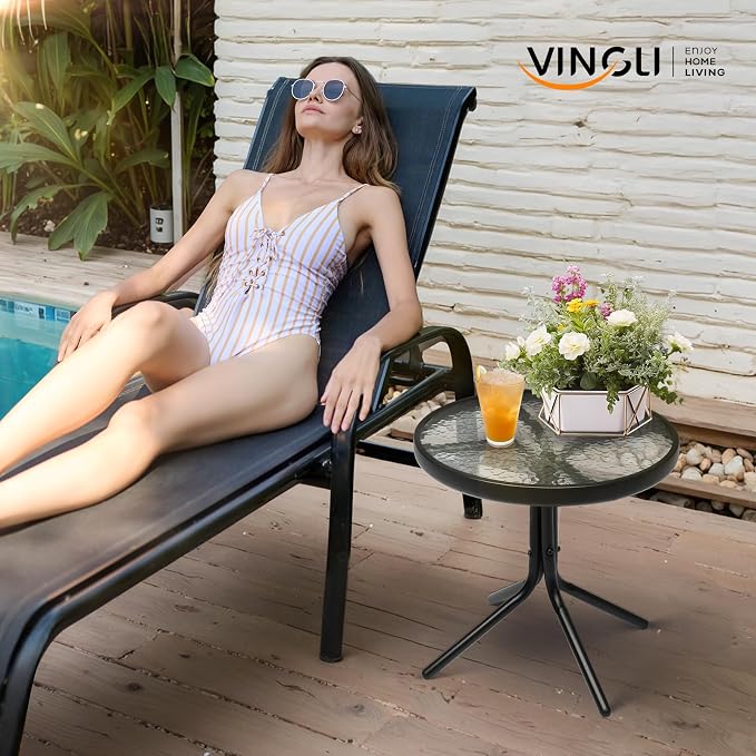 VINGLI Outdoor Side Table, Weatherproof Small Tables - Image 8