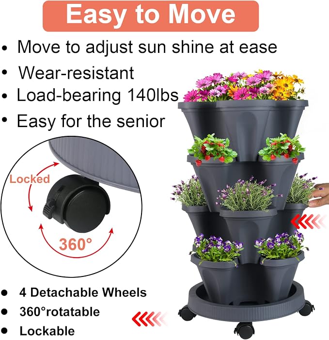 DUNCHATY Stackable Planter, Vertical Garden Planter - Image 6