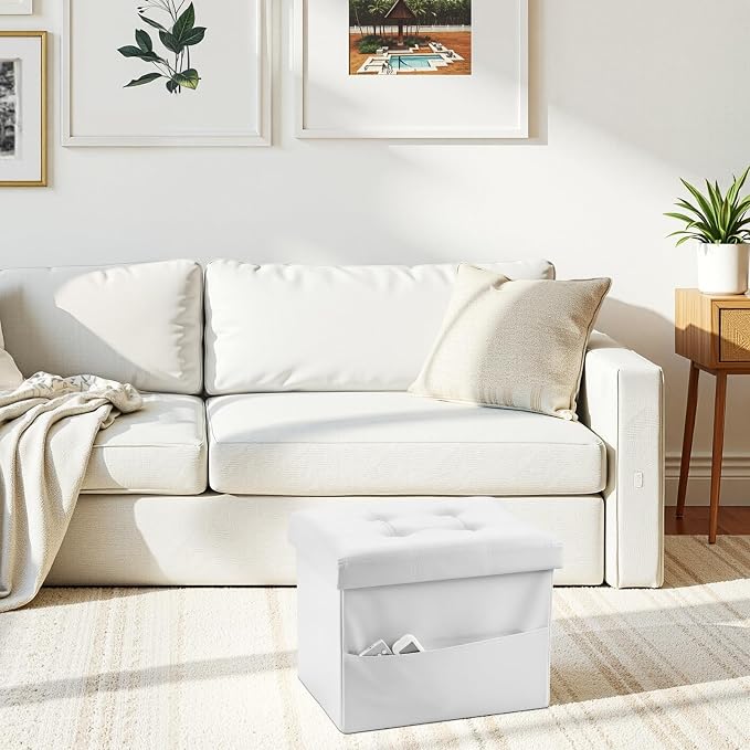 AmasSmile Storage Ottoman Folding Foot Rest Stool - Image 4