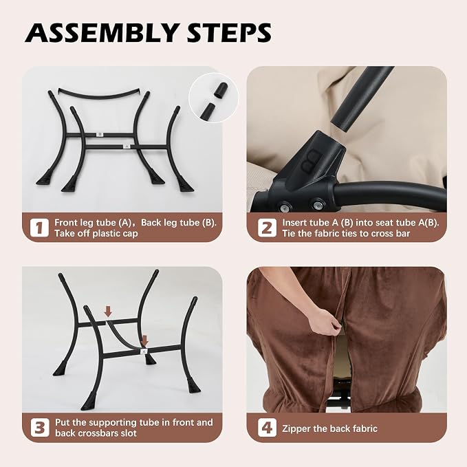 Lazy Chair with Folding Ottoman, Leisure Sofa Chair, Soft Fabric Armchair with - Image 6