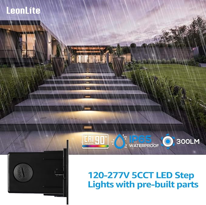 LEONLITE Update 5CCT LED Step Lights 120V-277V, Dimmable 4.5W 300LM Anti-Glare - Image 2