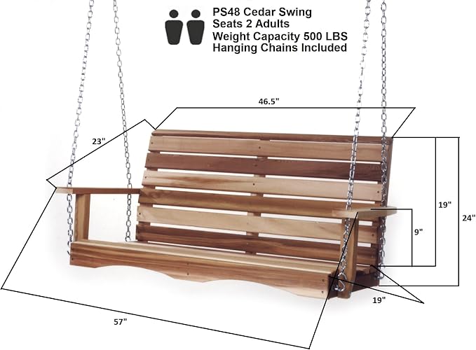All Things Cedar PS48-SW10 Premium Porch Swing | 4-Ft Outdoor Furniture & Patio - Image 3