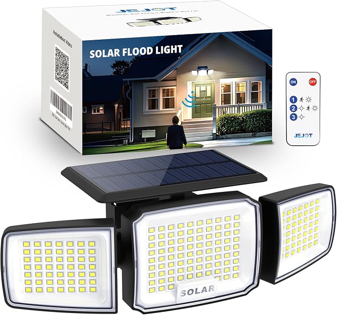 Solar Security Light Outdoor Super Bright LED, Motion Sensor Flood Light by JEJOT