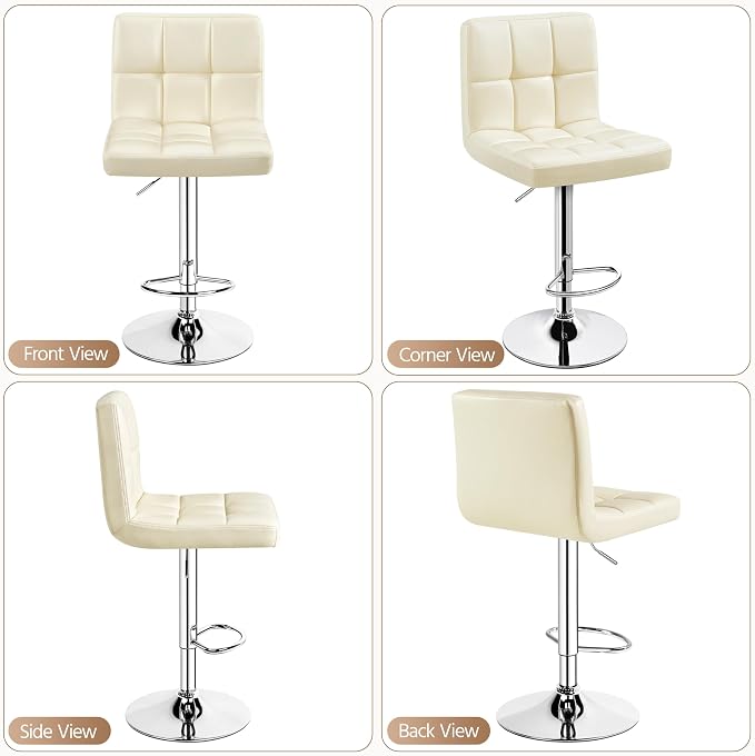 Yaheetech Bar Stools Set of 4, PU Leather Swivel Barstools, Height Adjustable - Image 8