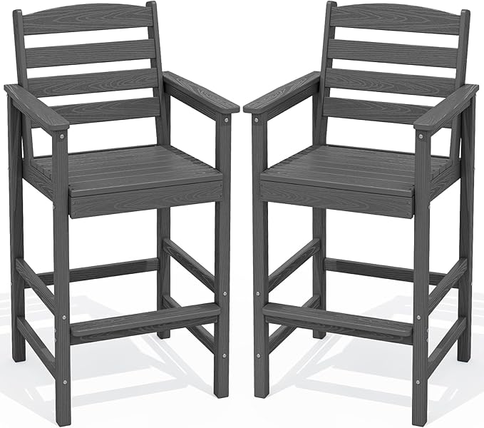 SERWALL Tall Adirondack Chairs Set of 2, Oversize Balcony Adirondack Chairs Set by SERWALL