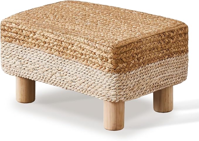 Wimarsbon Natural Seagrass Footstool Ottoman Rectangular Footrest Pouf Ottomans by Wimarsbon