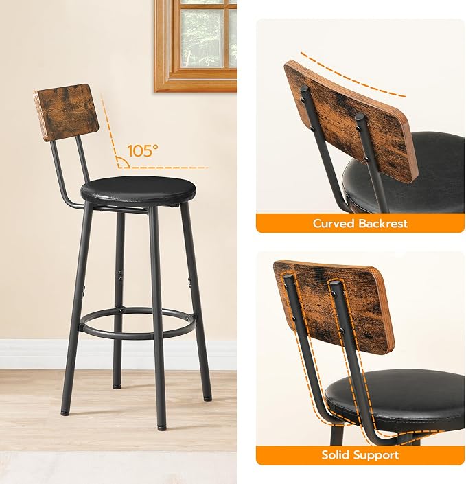HOOBRO Bar Stools, Bar Stools Set of 2 - Image 5