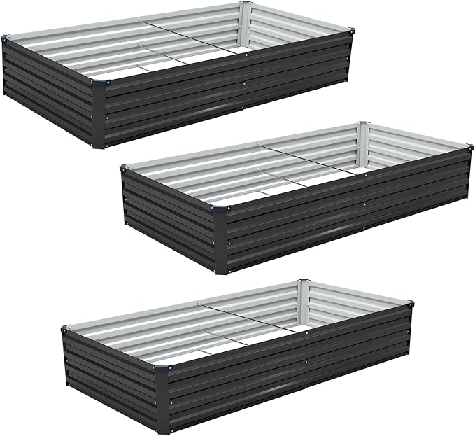 3 Pack 6x3x1FT Galvanized Raised Garden Bed Kit, Outdoor Metal Planter Box - Image 8