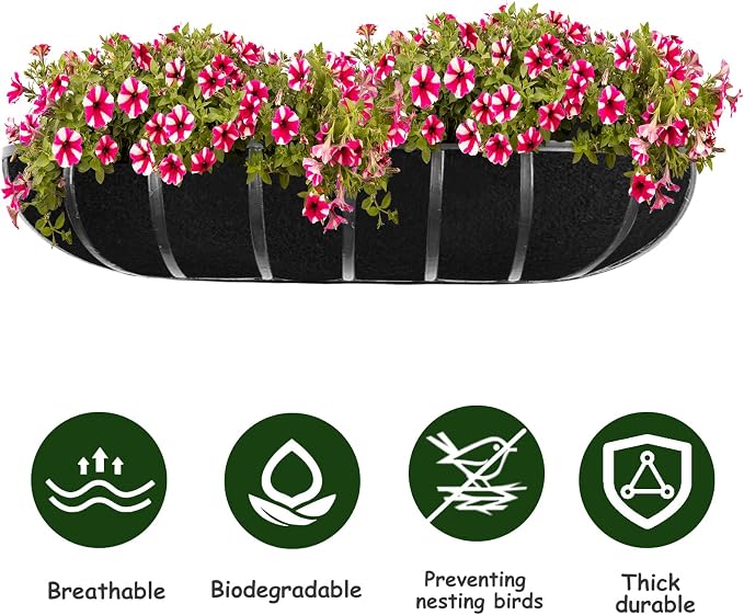 3PCS 36 Inch Planter Basket Liners Fabric Window Box Liners Felt Trough Planter - Image 3