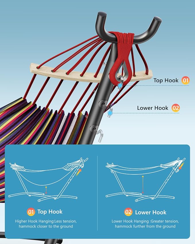Double Hammock with Heavy-Duty Steel Stand, Easy Assembly, 600lbs Weight - Image 4