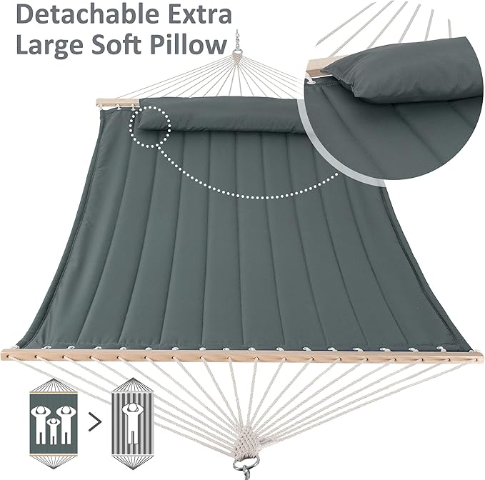 SUNCREAT Double Hammock for 2 Person, Extra Large Outdoor Portable Hammock - Image 3